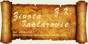 Života Kaplarović vizit kartica